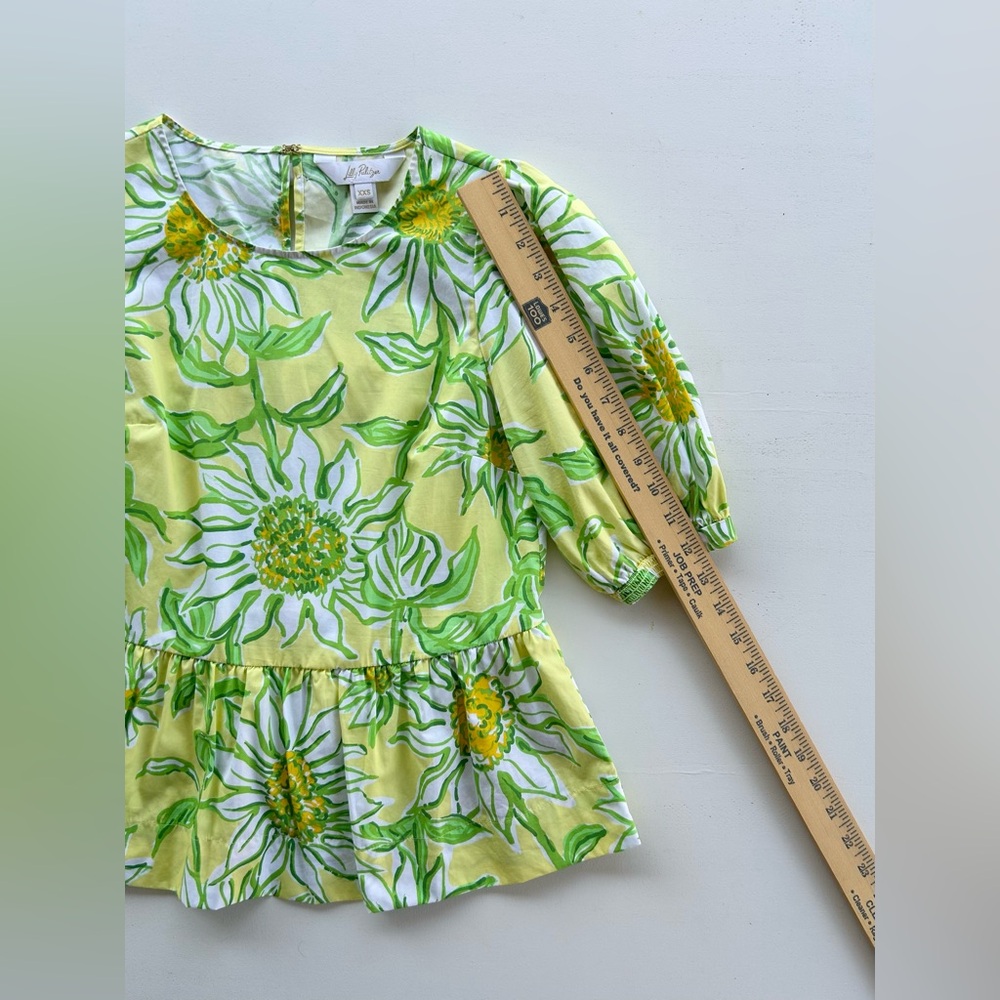 Lilly Pulitzer Hisli Top Bows Limoncello Sunbelievable Poplin Women’s Size XXS - Picture 5 of 10